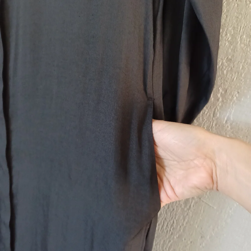 Banana Republic Soft Utility Maxi Dress Size 6 Minimalist Long Sleeve Pockets